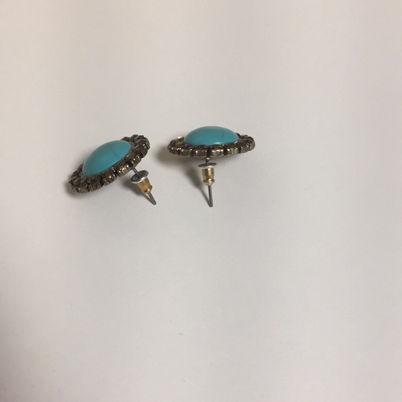 Turquoise round earrings - Picture 2 of 2